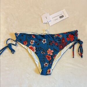 San Lorenzo Floral Bikini Bottom in Blue and Red
